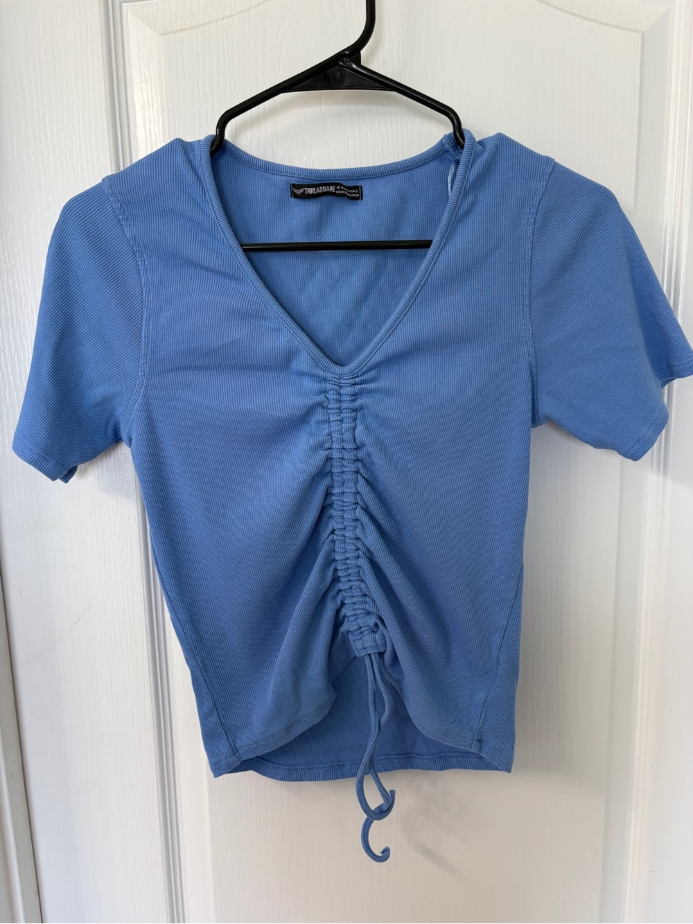 Threadbare Blue Cropped Ruched Top Size US 6